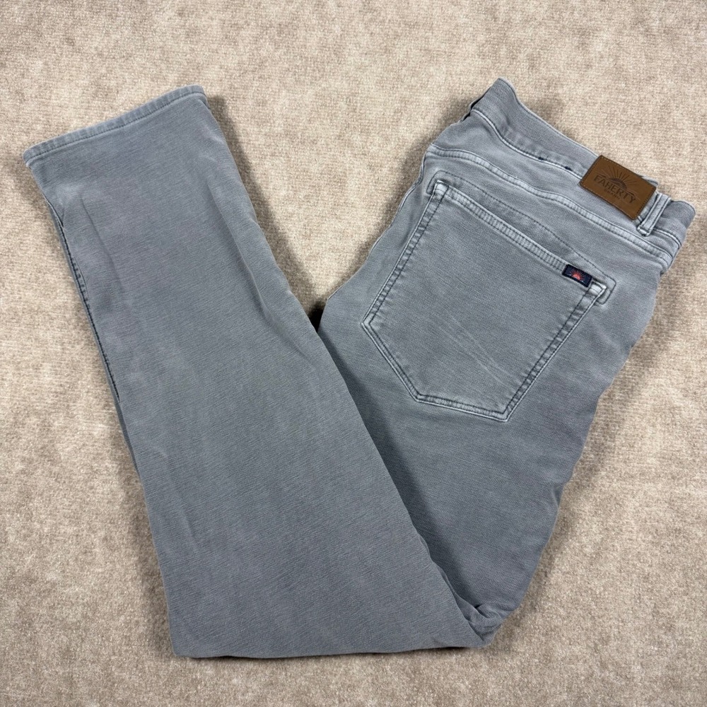 Faherty Stretch Terry 5‎ Pocket Pants Mens 38x30 Slate Gray Straight Leg Casual